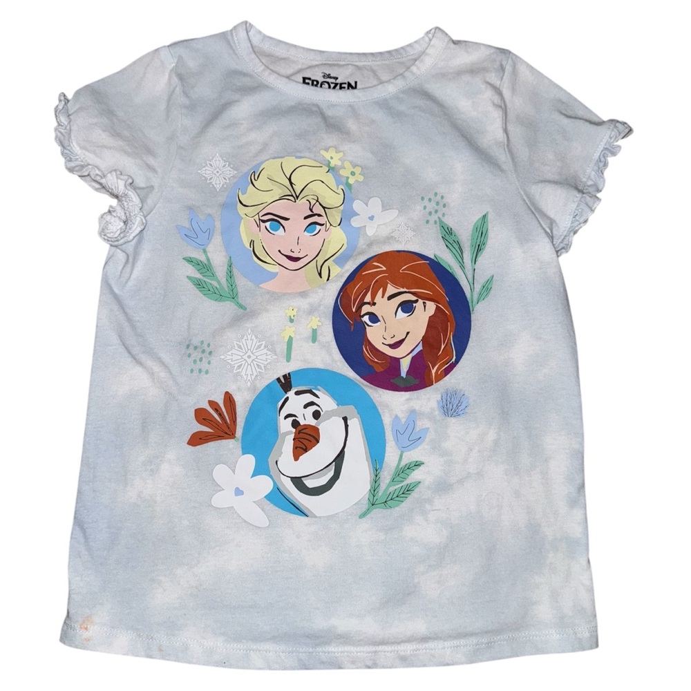 Disney Frozen Girl's Elsa, Anna, And Olaf Short Sleeve T-shirt Size 7